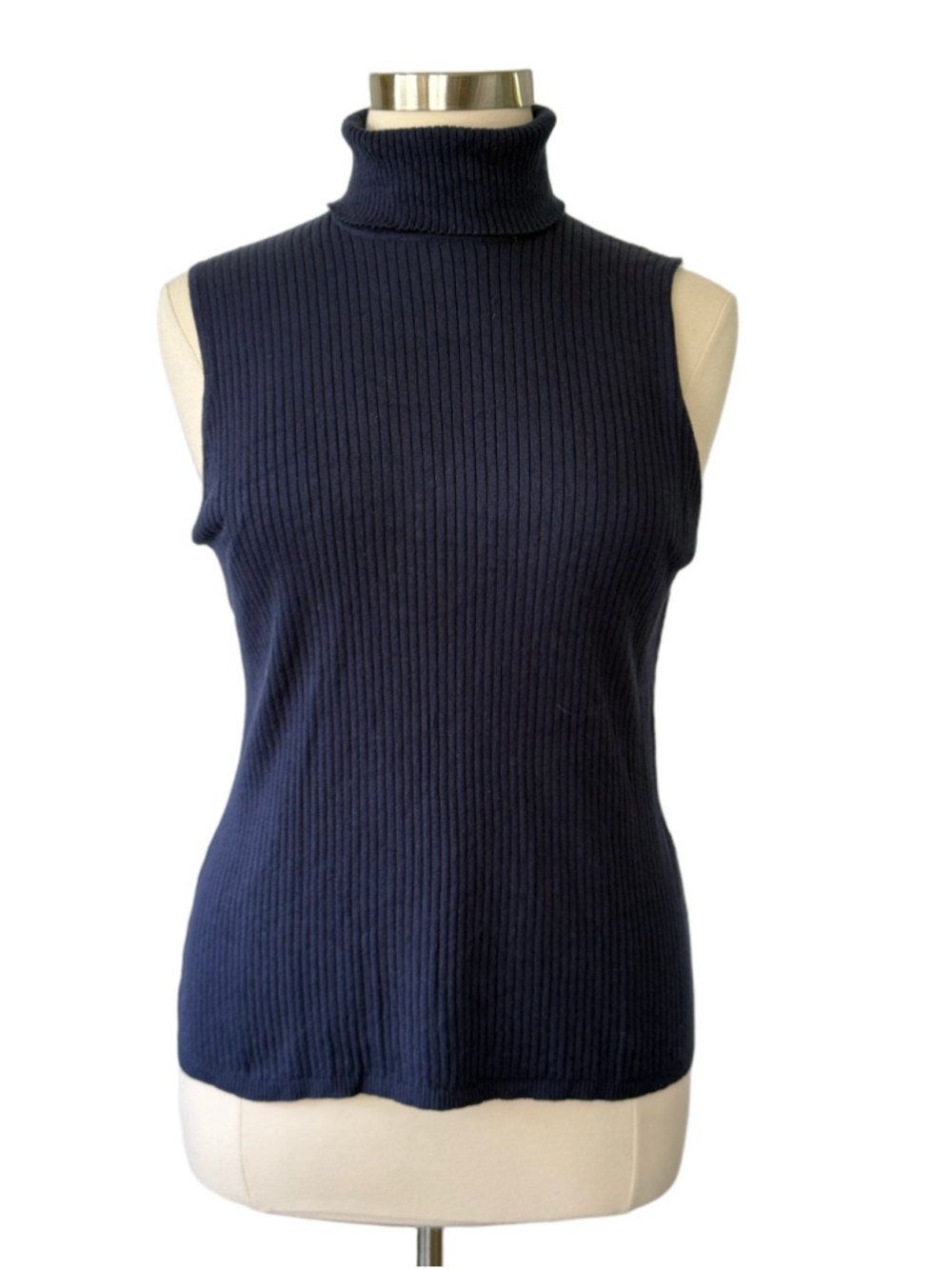 Chico's Sleeveless Ribbed Turtleneck Top Navy Size 16 (Chico’s 3) - Picture 1 of 6